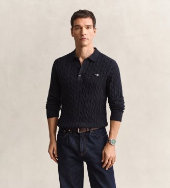 Gant Herren Evening Blau Zopfstrick Polopullover Aus Baumwolle (Xxl) - Bild 3