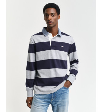 Gant para homem. 2004083 Polo Heavy Chambray Striped Polo shirt cinzento, azul-marinho (3XL), Casual, Cinza, Algodão, Manga comprida