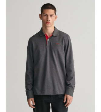 Polo de piqué en contraste gris (L), Casual, Algodón, Manga larga, Gant outlet 2024.