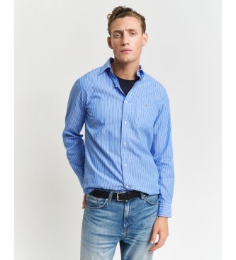 Gant para hombre. 3250008 Camisa de popelina clásica de rayas Regular Fit azul (3XL), Casual, Algodón, Manga larga