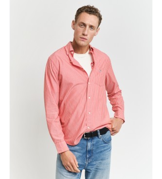 Gant para homem. 3250008 Camisa clássica de popelina às riscas Regular Fit vermelho (L), Casual, Algodão, Manga comprida