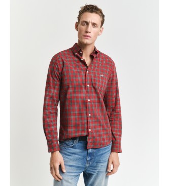 Gant para hombre. 3250002 Camisa de popelina clásica con tela escocesa Regular Fit rojo (XXL), Casual, Algodón, Manga larga
