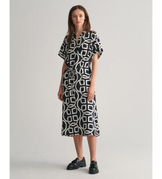 Gant para mujer. 4503338 Caftán de manga corta con estampado Monogram marino (34), Casual, Beachwear, Viscosa