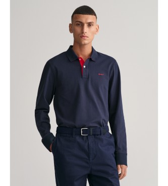 Gant para hombre. 2065004 Rugger de piqué en contraste (L), Casual, Algodón, Manga larga, Marino