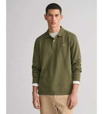Gant para hombre. 2230 Polo de piqué Shield verde (M), Casual, Algodón, Manga larga