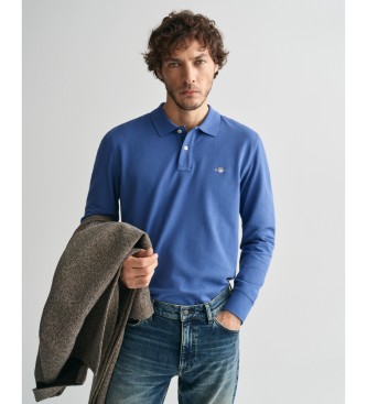 Gant para hombre. 2230 Polo de piqué Shield azul (XL), Casual, Algodón, Manga larga