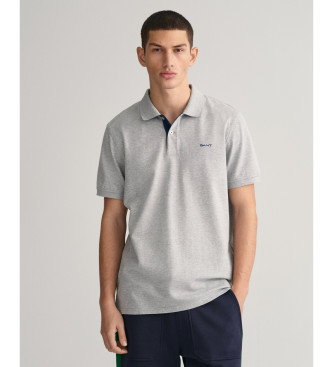 Polo de piqué en contraste gris (L), Casual, Algodón, Manga corta, Gant outlet 2024.
