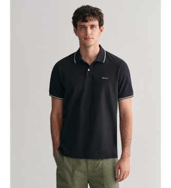 Gant para hombre. 2062034 Polo de piqué con ribete negro (S), Casual, Manga corta