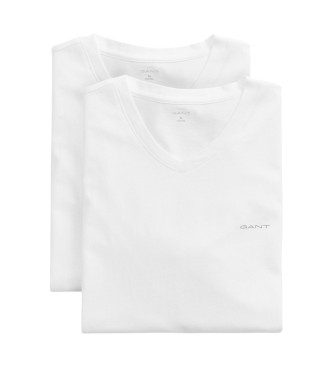 Gant para hombre. 900012018 Set de 2 camisetas de cuello de pico blanco (M), Homewear, Algodón, Manga corta