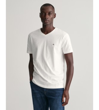 Gant para hombre. 2003186 Camiseta Shield V-Neck blanco (4XL), Casual, Algodón, Manga corta