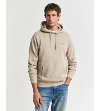 Gantvoor mannen. 2007058 Shield hoodie beige (M), Casual, Katoen