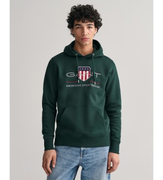Gant para hombre. 2047082 Sudadera con capucha Archive Shield verde (XL), Casual, Algodón, Manga larga