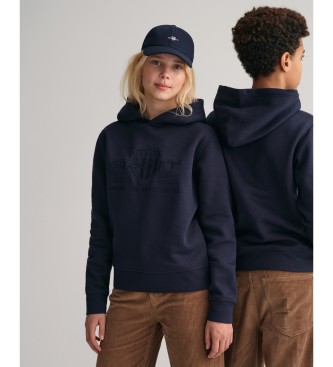 Gant unisex för barn. 906882 Tonal Shield - Marinblå huvtröja för tonåringar (13/14años= 158/164cm), Casual, Bomull, Lång ärm, barnmode