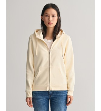 Gant para mujer. 4200671 Sudadera con capucha y cremallera Tonal Shield amarillo (M), Casual, Algodón, Manga larga