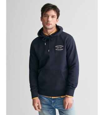 Gant para hombre. 2015070 Sudadera con capucha y diseño de pequeñas dimensiones marino (XXL), Casual, Algodón