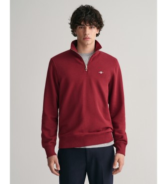 Gant Hombre Rojo Para 2008005 Sudadera Shield Con Media Cremallera (S), Casual, Granate, Algodón