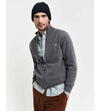 Gant para hombre. 87214 Cárdigan de lana de oveja muy fina con cremallera gris (L), Casual