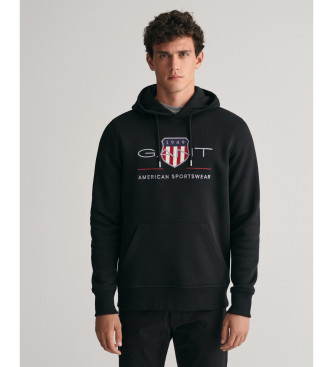 Gant para hombre. 2047082 Sudadera con capucha Archive Shield negro (4XL), Casual, Algodón, Manga larga