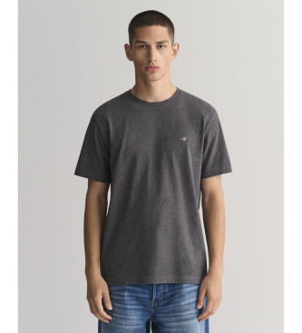 Gant för män. 2003184 T-shirt mörkgrå shield (XXS), Casual, Bomull, Kort ärm