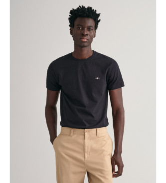 Gant för män. 2003185 Slim Fit Shield T-shirt svart (XS), Casual, Bomull, Kort ärm
