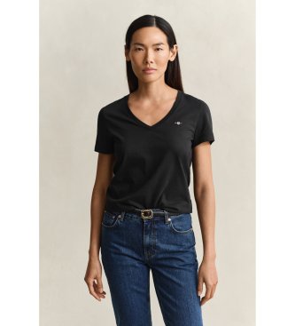 Gant Camiseta Lisa Cuello en V negro