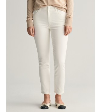 Gant para mujer. 4100224 Jeans tobilleros Slim Fit blanco (28), Casual, Algodón
