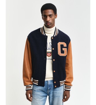 Gant para homem. 7006439 Casaco Varsity em pele e mistura de lã na cor azul-marinho (L), Casual