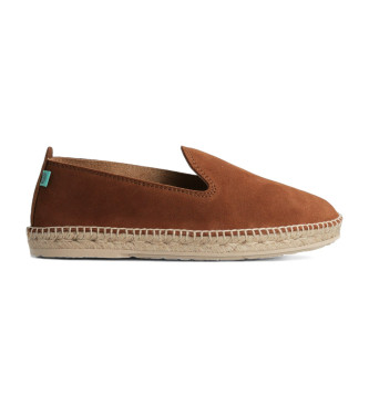 Genuins para mujer. G105110 Alpargata de piel Salines Velour marrón (41), Plano, Ninguno, Casual