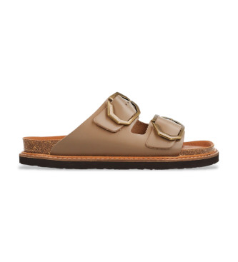 Genuins para mujer. G106269 Sandalias de Piel Galia taupe (36), Plano, Ninguno, Casual