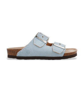 Genuins para mujer. G106249 Sandalias de Piel Honolulu Lead Velour azul (36), Plano, Ninguno, Casual