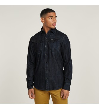 G-Star para hombre. D17431-D831-082 Camisa Arc 3D Slim azul oscuro (S), Casual, Algodón, Denim, Manga larga