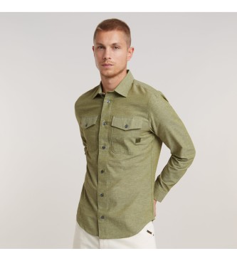 G-Star para hombre. D24963-D123-D857 Camisa Marine Slim verde (M), Casual, Algodón, Manga larga