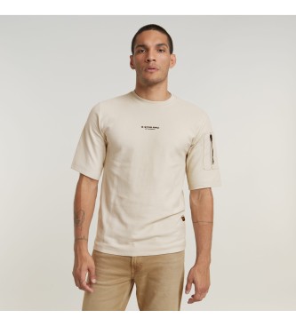 G-Star para hombre. D24705-D617-1603 Camiseta P-3 Manga corta beige (XS), Casual, Algodón Orgánico, Sostenible