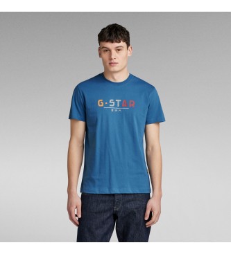 G-Star - pour homme. t-shirt ? logo multiple bleu