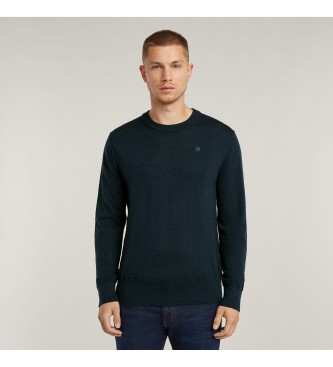 G-Star för män. D25174-D847-C742 Premium Core stickad tröja marinblå (XL), Casual, Hållbar, Marino, Återvunnen ull
