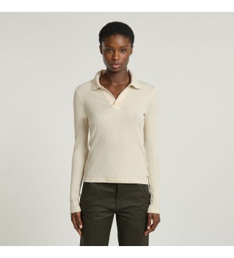 G-Star para mujer. D24513-D527-127 Polo Ribbed Slim beige (M), Casual, Manga larga, Algodón Orgánico, Sostenible
