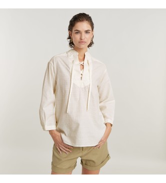 G-Star para mujer. D24589-D591-1284 Top Scooped Hem blanco (XS), Casual, Algodón, Manga larga