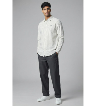 Guess para hombre. M6GH16W1711 Camisa Jacquaurd Striped beige (XL), Blanco, Casual, Algodón, Clásico, Manga larga