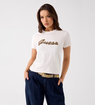 Gräddvit t-shirt med pärllogo