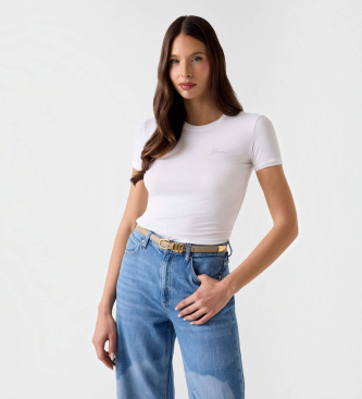 Guess Camiseta con logo de pedrería blanco
