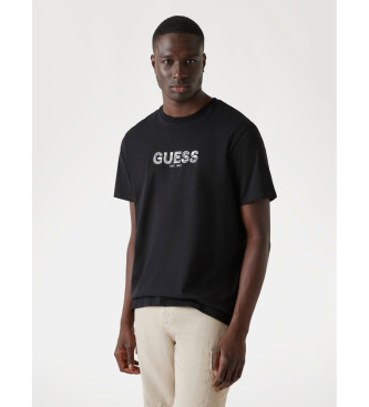 Guess para hombre. M5YI41KBW41 Camiseta con logotipo bordado negro (M), Casual, Poliéster, Manga corta