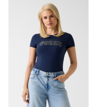 Guess para mujer. W5GI04J1314 Camiseta con logotipo corte slim azul (L), Casual, Algodón