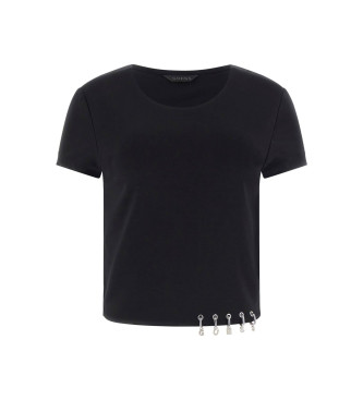 Guess para mujer. W6GP11K2933 Camiseta Elisabette negro (M), Casual, Algodón, Manga corta