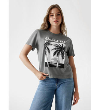 Guess para mujer. W5YI17I3Z14 Camiseta estampada gris (S), Casual, Algodón, Manga corta