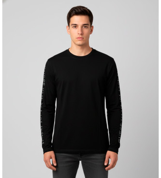 Guess para hombre. M5BI06I3Z14 Camiseta Logotipos negro (L), Casual, Algodón, Manga larga