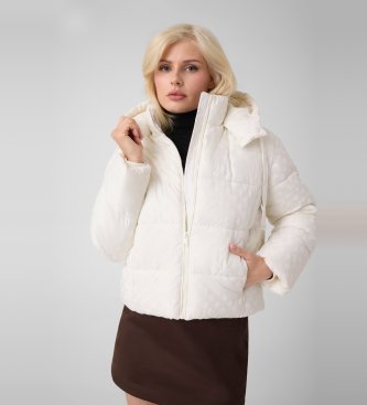 Vadderad cropped jacka Daisy med vit logotyp