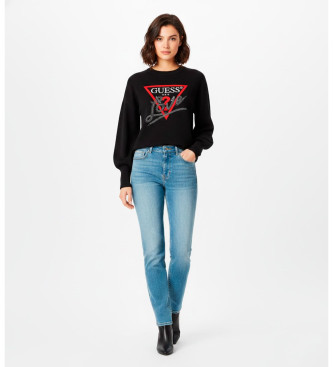 Guess para mujer. W5YQ06KB681 Sudadera Studdes love negro (L), Casual, Poliéster, Manga larga