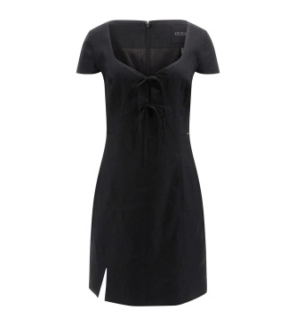 Guess para mulher. W5GK41WH5L2 Vestido de laços preto (XS), Casual, Linho, Manga curta
