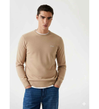 Guess para hombre. M5YR26Z0122 Jersey de mezcla de lana beige (L), Casual, Poliéster