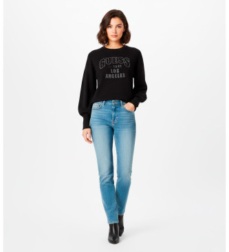 Guess para mujer. W5YR26Z26I2 Sudadera logotipo negro (S), Casual, Algodón